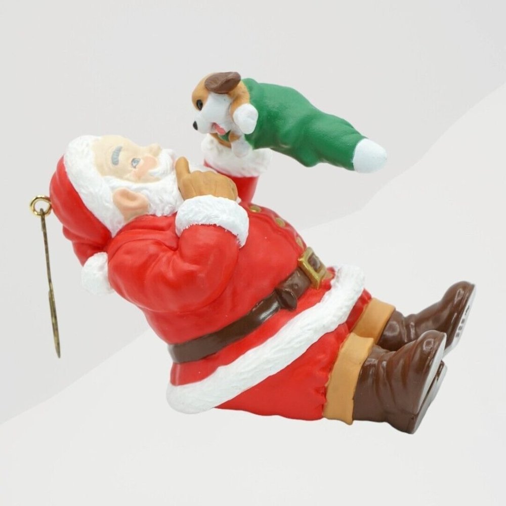 1998 Hallmark Keepsake Ornament Christmas Friend Santa w/ Puppy in Stocking